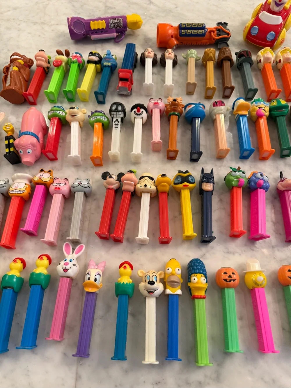 Huge Lot of 126 PEZ Dispensers 1990s-2010s Disney Star Wars Garfield Holiday